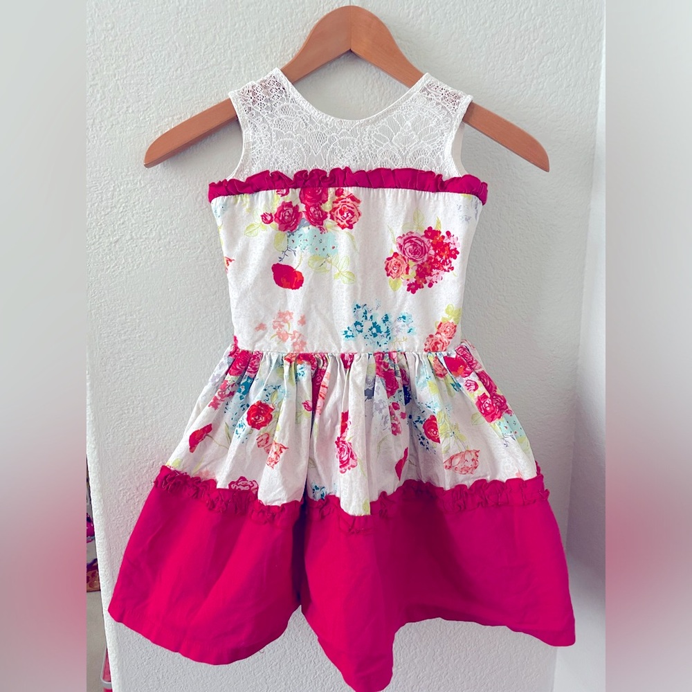 Fiveloaves Twofish Floral and lace dress, size 7